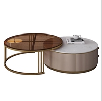 Ensemble de 3 tables de salon de luxe modernes, meuble TV blanc de luxe + meuble de table centrale pour salon