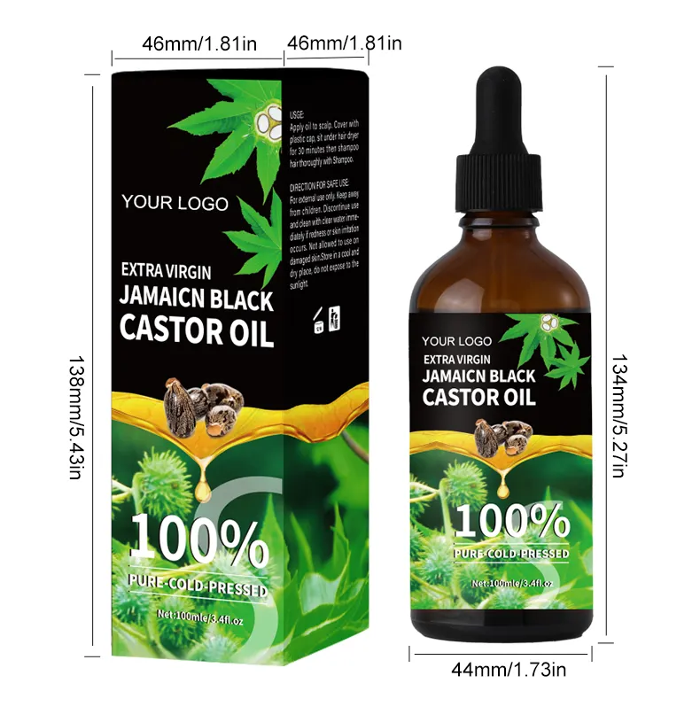 Best Seller Jamaican Black ricino puro organico olio per capelli follicoli per la crescita dei capelli olio