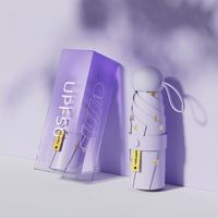 Parapluie compact pliable en cinq sections personnalisé avec logo estampé à chaud, commande manuelle, idéal pour les voyages et la protection solaire
