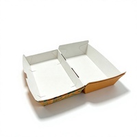 Boîte alimentaire en papier pour hamburgers, vente en gros d'usine, avec logo personnalisé, emballage jetable pour restauration rapide, résistante à la graisse et compatible micro-ondes