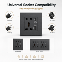 Prise murale universelle internationale à 3 prises avec USB Type-C 18W à charge rapide, 1 port USB-A 13A 110-250V pour hôtel et usage domestique