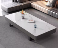 Table basse durable de luxe moderne avec cadre en acier inoxydable et plateau en dalles pour meubles de salon à domicile