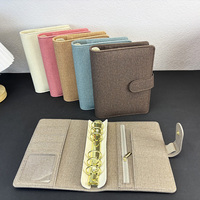 Y&G Couverture de planificateur en PU durable à motif lin de luxe, A6, avec grand anneau doré de 30 mm, nouveau classeur économique pour système d'épargne par enveloppes de trésorerie