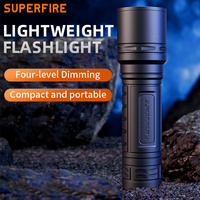 Lampe torche LED portable SUPERFIRE Mini 7W avec corps en ABS, recharge USB, étanche, intensité réglable, lumière blanche, batterie 18650, lampe de camping
