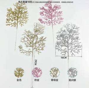 Decorazione della casa di natale piante artificiali oro foglia di plastica simulazione <span class=keywords><strong>foglie</strong></span> di pino in polvere dorata - Product Image 3