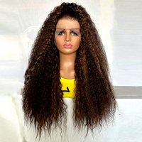 Perruque haute qualité pour femmes européennes et américaines, style exotique, dentelle frontale, cheveux bouclés africains naturels de couleur miel doré, haute simulation