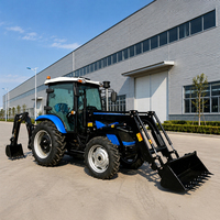Traktor Pertanian Multifungsi Diesel 4WD 4x4 Penggerak Roda 60hp 70hp 80HP 100HP Mini Traktor Loader Backhoe Dengan Kabin