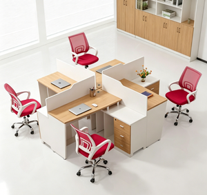 Escritorio de Oficina Minimalista <span class=keywords><strong>en</strong></span> Forma de Cruz para 4 Personas con Cajones de Almacenamiento - Product Image 1