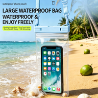 Nouveauté : Pochette étanche pour téléphone de 8 pouces, sac étanche transparent en PVC avec fermeture à pression et cordon réglable pour la plage, la natation et le surf