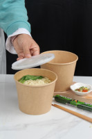 Bols à soupe en kraft de 8 oz à 32 oz, gobelets à soupe à paroi simple avec couvercle pour plats à emporter et emballage de salades