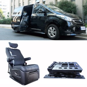 Siège de voiture de luxe en cuir réglable et pivotant pour véhicules modifiés (MPV, SUV, Van) – Noir – Adapté aux personnes handicapées, âgées et utilisant un fauteuil roulant - Product Image 1