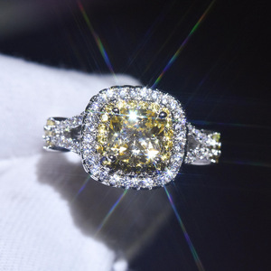 Pt950 plaqué platine importé moissanite carré simulation entièrement incrusté bague en diamant princesse carré bague en diamant carat - Product Image 6
