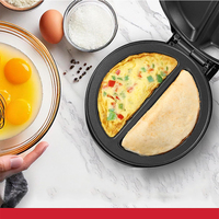 Machine à omelette et frittata antiadhésive noire et en acier inoxydable 2 capacités de service individuelles avec plaques à gaufres interchangeables