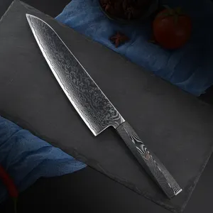 210 Mm Damascus Japanse Koksmes Met Hexagonaal G10 Handvat 8 Inch Damascus Mes Master Gyuto Keukenmes