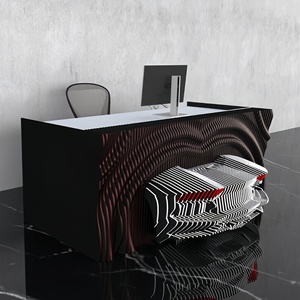 Mostrador de Recepción en Forma de L de Madera Maciza Moderna con Diseño de Automóvil, Diseño Personalizado, Estética Elegante, Funcional, para Uso Comercial, Escuela, Supermercado - Product Image 3