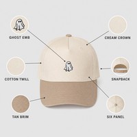 Gorra de Béisbol Bordada de Dos Tonos con Visera Curva, de Sarga de Algodón, Ajustable con Cierre a Presión, 58-60cm, Personalizable OEM