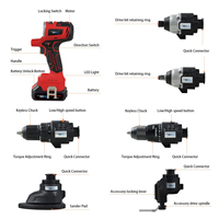 Kit de Herramientas Eléctricas Inalámbricas Profesionales de 20V con 12 Cabezales, Incluye Taladro, Motosierra, Sierra Circular y Llave Inglesa