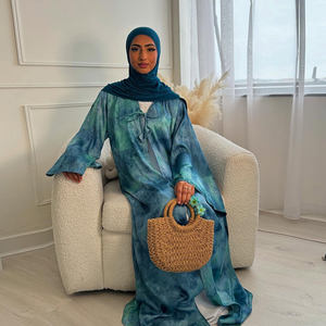Mexizo Nuova Abaya 2026 Ramadan Abito Musulmano da Donna con Fiocco Stampato a Marmo <span class=keywords><strong>Abbigliamento</strong></span> Islamico Femminile Modesto Abaya Aperto - Product Image 2