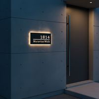 Letrero Luminoso LED para Número de Casa, Placa de Dirección Impermeable con Energía Solar/Batería y Texto Personalizado para Entrada de Villa o Apartamento
