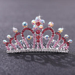 Moda bambini corona diadema <span class=keywords><strong>bambina</strong></span> <span class=keywords><strong>principessa</strong></span> pettine per capelli compleanno Performance in lega di cristallo - Product Image 2
