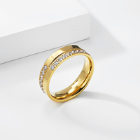 Bague de mariage pour femmes en acier inoxydable de haute qualité, sans décoloration, plaquée or 18 carats, incrustée de zircon de 6 mm, pour couples
