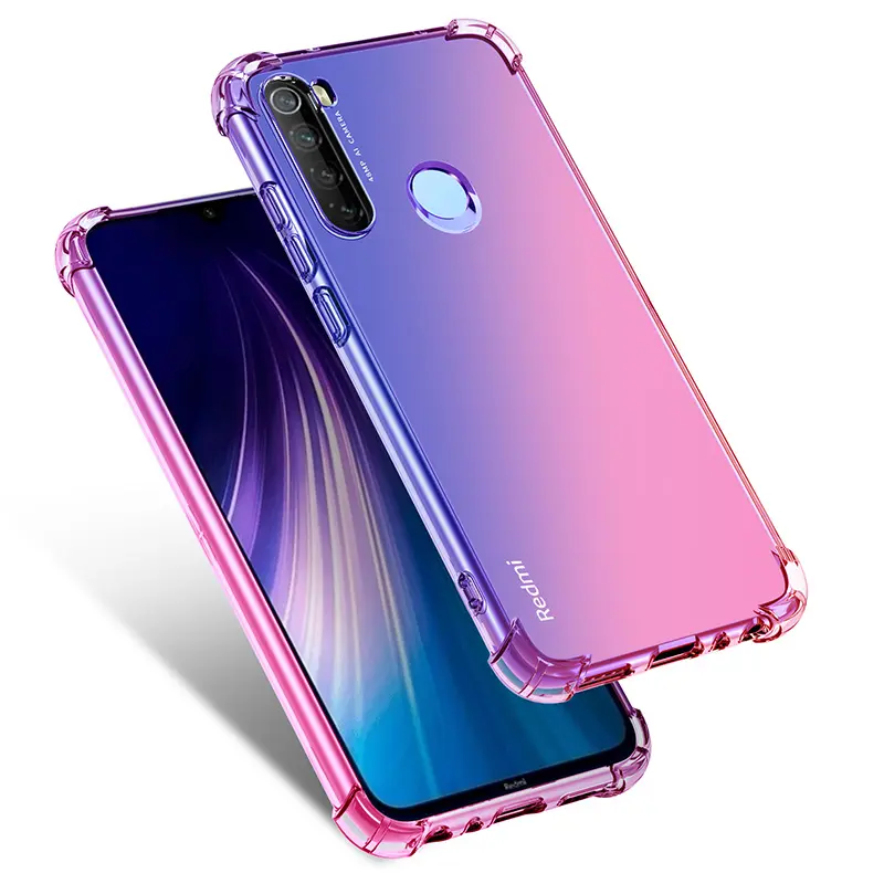 Clear Case for Redmi Note 8, Gradient Color Shock Absorption Flexible TPU Soft Bumper Protective Cover for Xiaomi Redmi Note 8