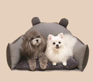 Bonita cama gris impermeable de lujo para mascotas con funda lavable extraíble, cama de Viaje de invierno para perros, cama con clavijas para exteriores para asiento de coche - Product Image 1