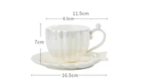 Ensemble tasse à thé et soucoupe en porcelaine perle coquille écologique avec logo personnalisé pour la maison et le bureau