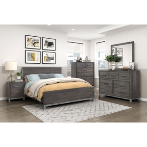 Modern Sleek Design Nightstand 2 <b>Drawers</b> Brownish Gray Antique Silver Finish Bedroom Furniture - Product Image 5