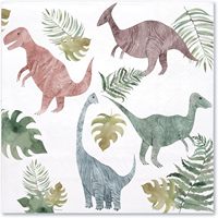 Serviettes en papier jetables 2 plis pour restaurant, 13x13 pouces, sans motif dinosaure, 18 g/m², en pâte de bois, carrées, 4 plis, style sac