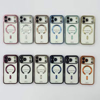 Coque de protection d'appareil photo en TPU transparente pour iPhone 18 Pro Max Rouge cerise N52 Coque de téléphone magnétique forte mate électro-plaquée