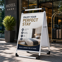 Panneau publicitaire double face en forme de A avec poignée intégrée, portable, amovible et recyclable, léger, pour la promotion en extérieur