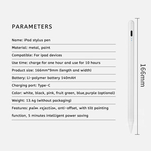 Stylet pour <span class=keywords><strong>Ipad</strong></span> avec rejet de paume Stylets métalliques précis actifs pour écrans tactiles avec port de type C - Product Image 4