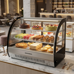 Lemari Pendingin <span class=keywords><strong>Display</strong></span> Meja Profesional dengan Kaca Lengkung Depan untuk Toko Kafe Pro dengan Unit Bingkai Hitam - Product Image 1
