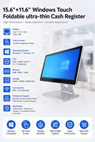 Sistema de Punto de Venta Todo en Uno con Pantalla Táctil Completa de 15.6 Pulgadas, Caja Registradora Plegable para Negocios de Venta Minorista