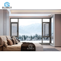 Ventanas de Aluminio Negro con Rejillas Verticales Abatibles, Aislamiento Térmico, Impermeables, Resistentes al Fuego, para Dormitorio, Sala de Estar, Villa