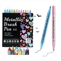 Ensemble de stylos à peinture acrylique métallisée à double embout, paillettes, résistants à l'eau, non-décolorants, marqueurs artistiques