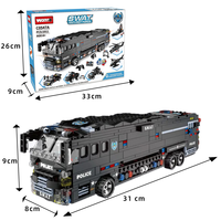 Woma Toys C0547 Set de Bloques de Construcción de Autobús Táctico, Modelo de Vehículo y Aeronave Transformable 6 en 1, Kit de Ladrillos Grandes para STEAM