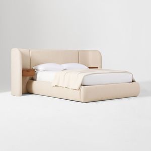 Cama Moderna con Cabecera Tapizada en Lino, Lujosa con Mesita de Noche Integrada, Camas de Madera Sólida para Dormitorio de Villa MV-WE-26 M - Product Image 4