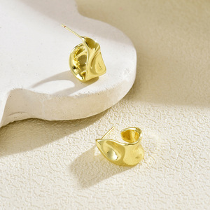 Geometric C Shape Stud <b>Earrings</b> Zinc Alloy Stainless Steel <b>Post</b> Fashion Jewelry For Women Ear Studs EH5637 - Product Image 3