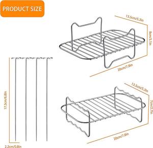 Juego <span class=keywords><strong>de</strong></span> 2 uds <span class=keywords><strong>de</strong></span> rejilla para <span class=keywords><strong>freidora</strong></span> <span class=keywords><strong>de</strong></span> <span class=keywords><strong>aire</strong></span> <span class=keywords><strong>de</strong></span> acero inoxidable, Material <span class=keywords><strong>de</strong></span> Metal Compatible con <span class=keywords><strong>Ninja</strong></span> Foodi, <span class=keywords><strong>freidora</strong></span> <span class=keywords><strong>de</strong></span> <span class=keywords><strong>aire</strong></span> <span class=keywords><strong>de</strong></span> <span class=keywords><strong>doble</strong></span> cesta, platos y sartenes para hornear - Product Image 4