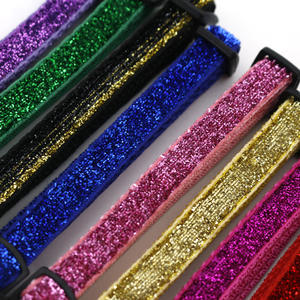 Glitter Fluwelen Kattenhalsband Met Gestreept Patroon En Veiligheidsgesp Kattendecorateur Met Prachtige Linten En Bel - Product Image 4
