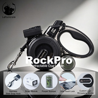Laisse de chien intelligente avec lampe torche LED, sifflet électronique, rechargeable par USB, laisse rétractable en nylon et acier pour chiens de grande taille