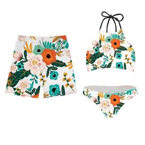 Ensemble de maillots de bain fitness 3 pièces personnalisé de haute qualité, imprimé, bikini pour couple, maillots de bain pour hommes et femmes, shorts de plage - Product Image 5