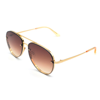 Marque de luxe Designer rétro lunettes de soleil pour hommes femmes cadre doré UV400 lentilles rose Vintage miroir polygonal surdimensionné lunettes de soleil