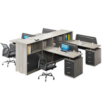 Ensemble de chaises de bureau au design minimaliste et moderne, 4/6 postes de travail avec bureaux en L compartimentés, en bois, pour le bureau