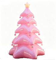 Sapin de Noël gonflable rose rêveur multicouche avec décorations de perles pour décoration intérieure et extérieure, accessoire de présentation