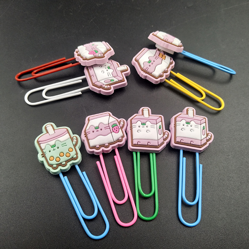 Custom Hot Sale Soft Rubber Silicone Anime Cartoon Metal Bookmark Paper Clips PVC Paper Clip