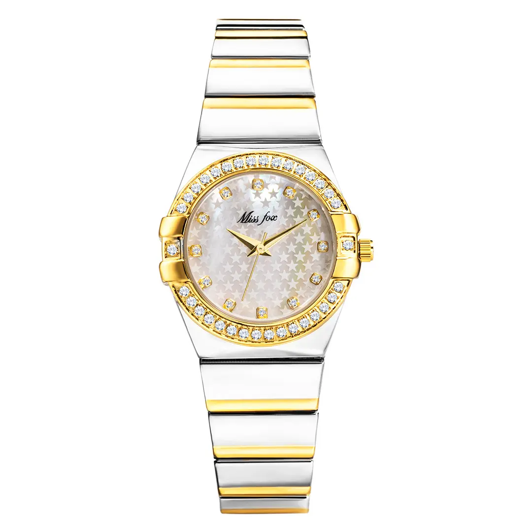 MISSFOX Reloj de Oro Marca de Moda con Diamantes de Imitación Reloj Mujer Xfcs Girls Superstar Relojes Originales
