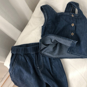 Ensembles de vêtements en jean pour filles tendance : T-shirts à manches courtes, débardeurs et shorts décontractés - Product Image 3